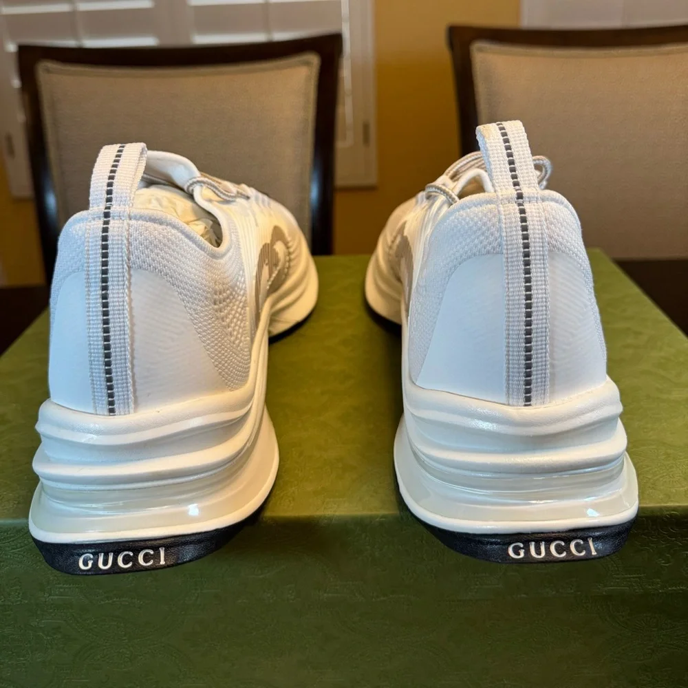 New Authentic Gucci Run GG Logo Sneakers Shoes White Gray Size UK 12 / US 12.5 - Picture 10 of 16